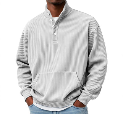 Men’s Solid Color Turtleneck Sweatshirt – Long Sleeve Casual Polo