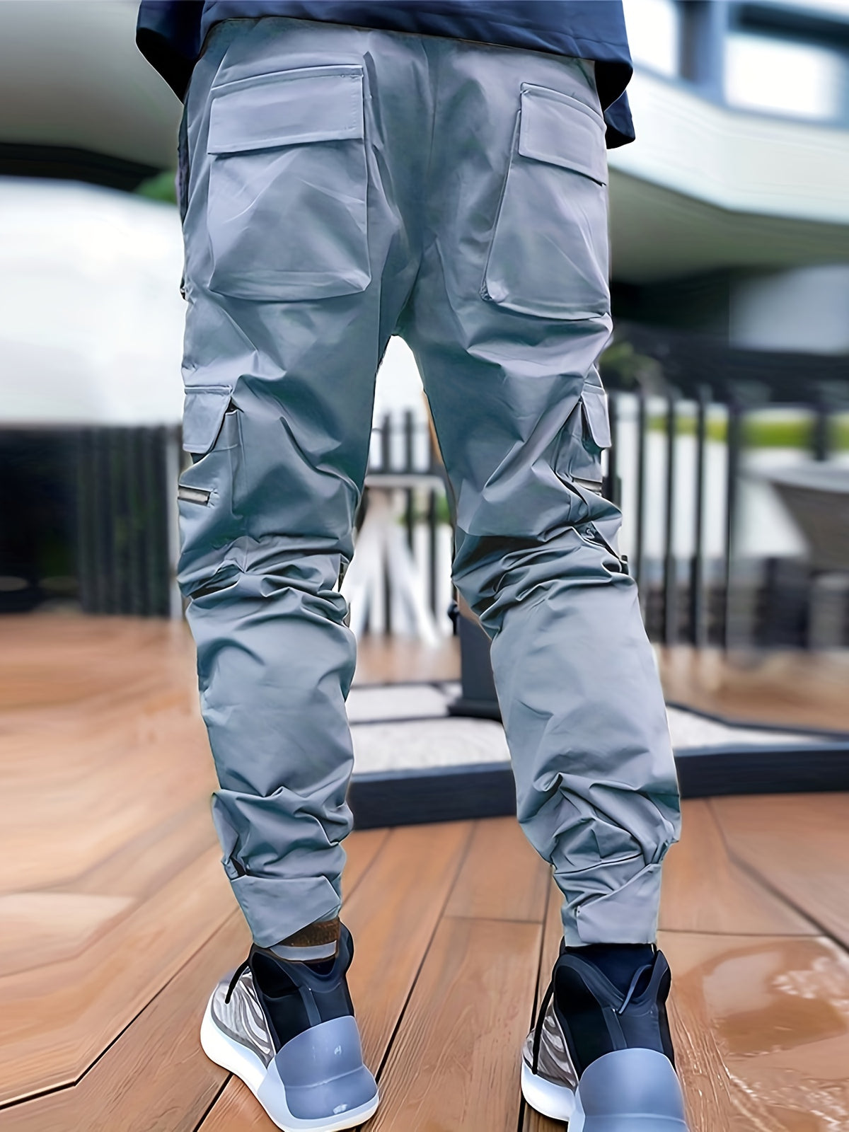 Pantalones cargo reflectantes para hombre – Pantalones deportivos holgados multibolsillos