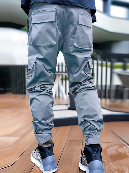Pantalones cargo reflectantes para hombre – Pantalones deportivos holgados multibolsillos