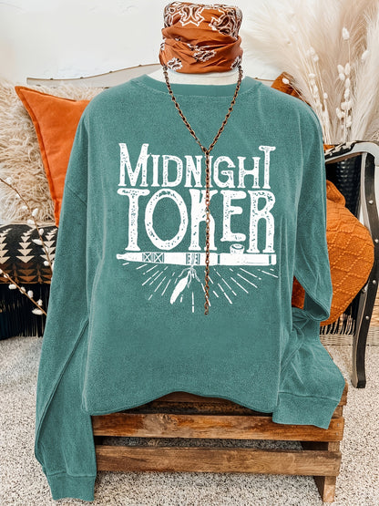 Sweat-shirt Femme Décontracté Col Rond Teal Motif Soleil Graphique