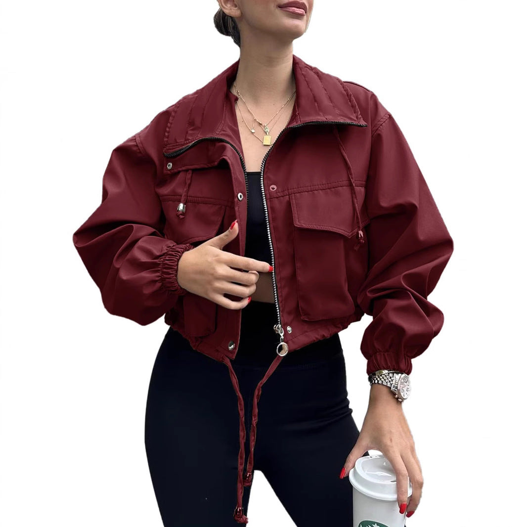 Trench court zippé pour femme – Style urbain uni