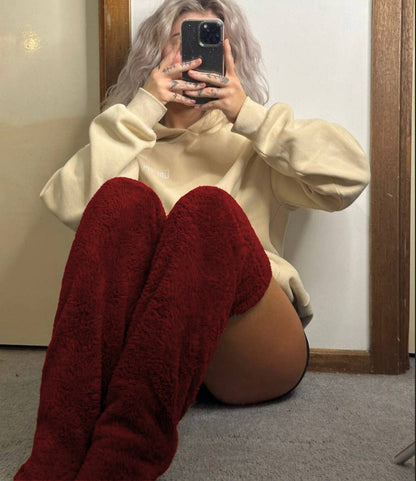 Loom & Soul™ Over-Knee Fuzzy Long Socks – Unisex Winter Warm Sleeping & Home Stockings