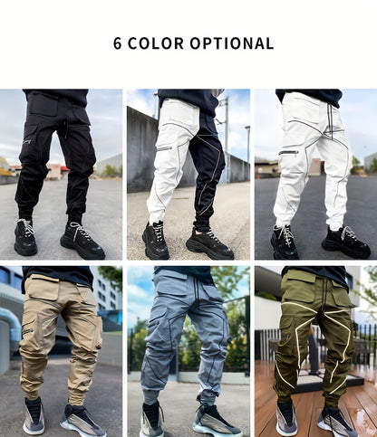 Pantalones cargo reflectantes para hombre – Pantalones deportivos holgados multibolsillos