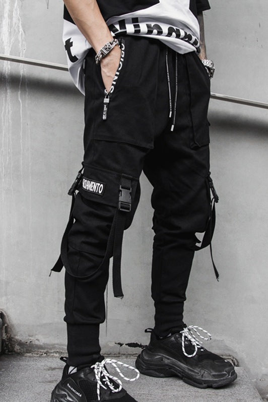 Loom & Soul Men’s Hip Hop Casual Pants – Streetwear Cone Fit Overalls with Mid-Waist Design for Youth Style