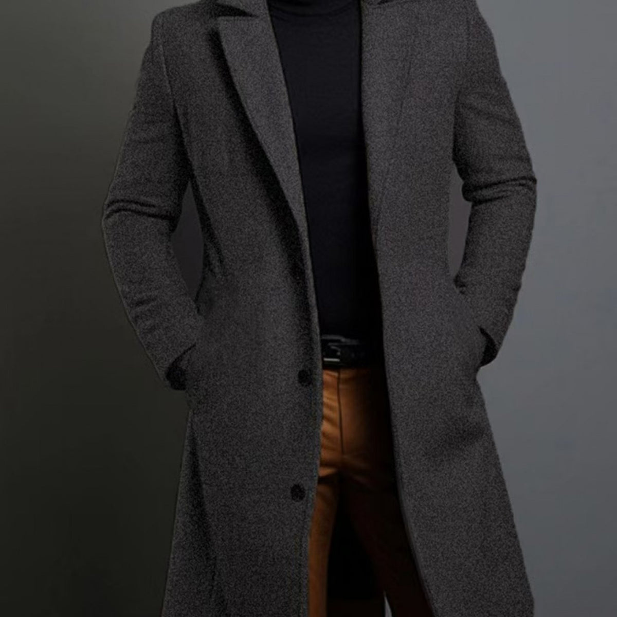 Men’s Classic Lapel Coat – Single Breasted Winter Jacket