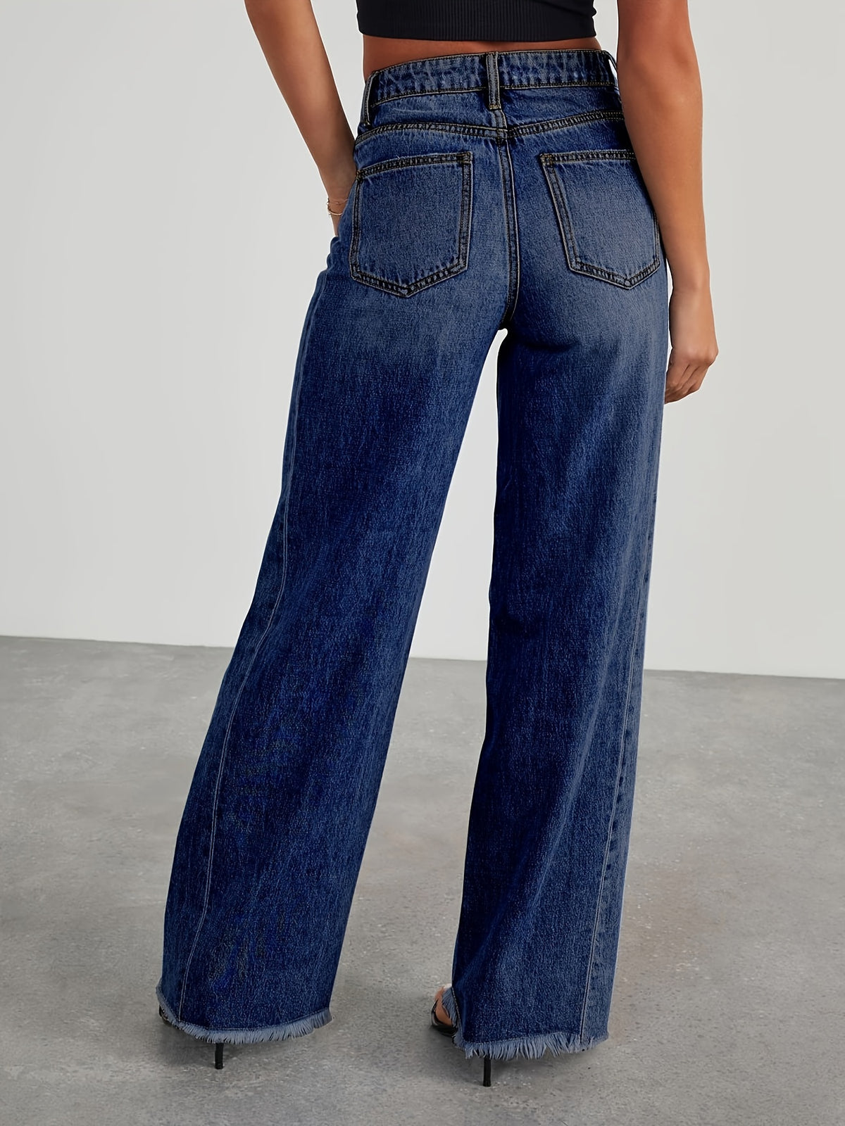 Jean taille haute ample pour femme – Denim décontracté extensible