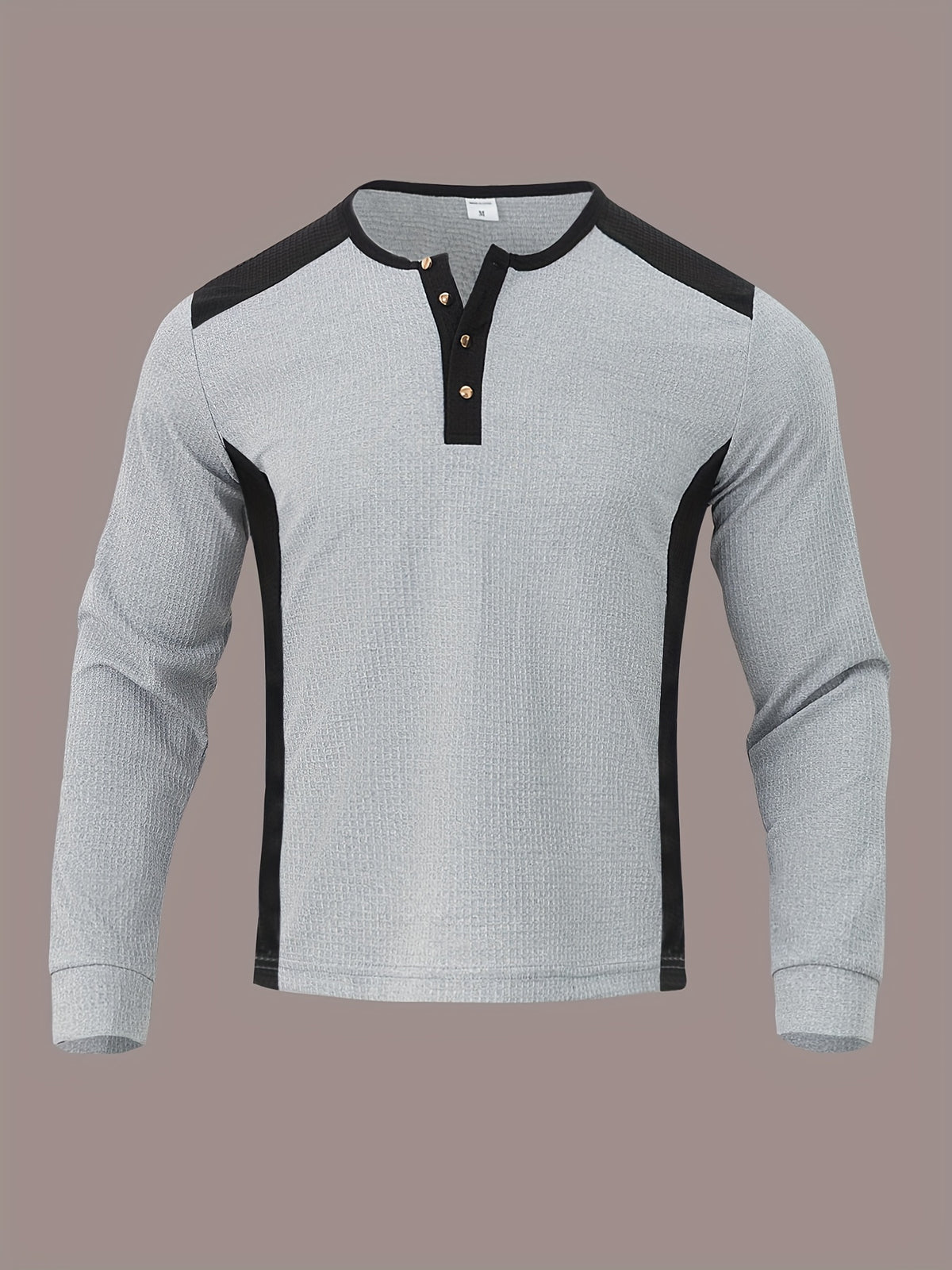 Men’s Waffle Henley Shirt – White & Black All-Season Button Top