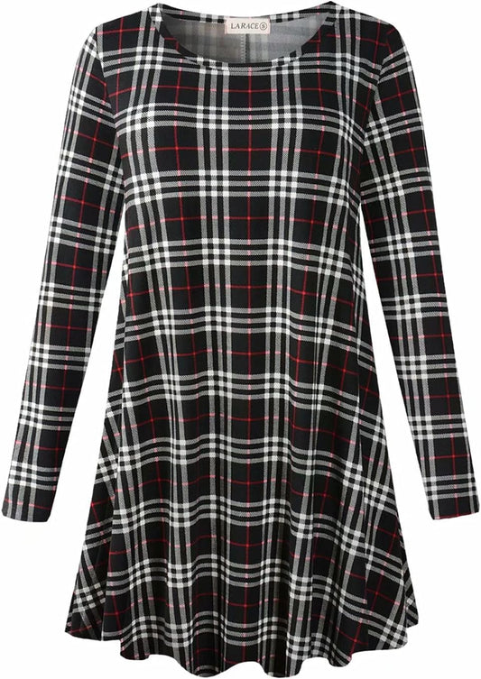 plus Size Tunic Tops Long Sleeve Shirts for Women Swing Flowy Loose Fit Clothes for Leggings