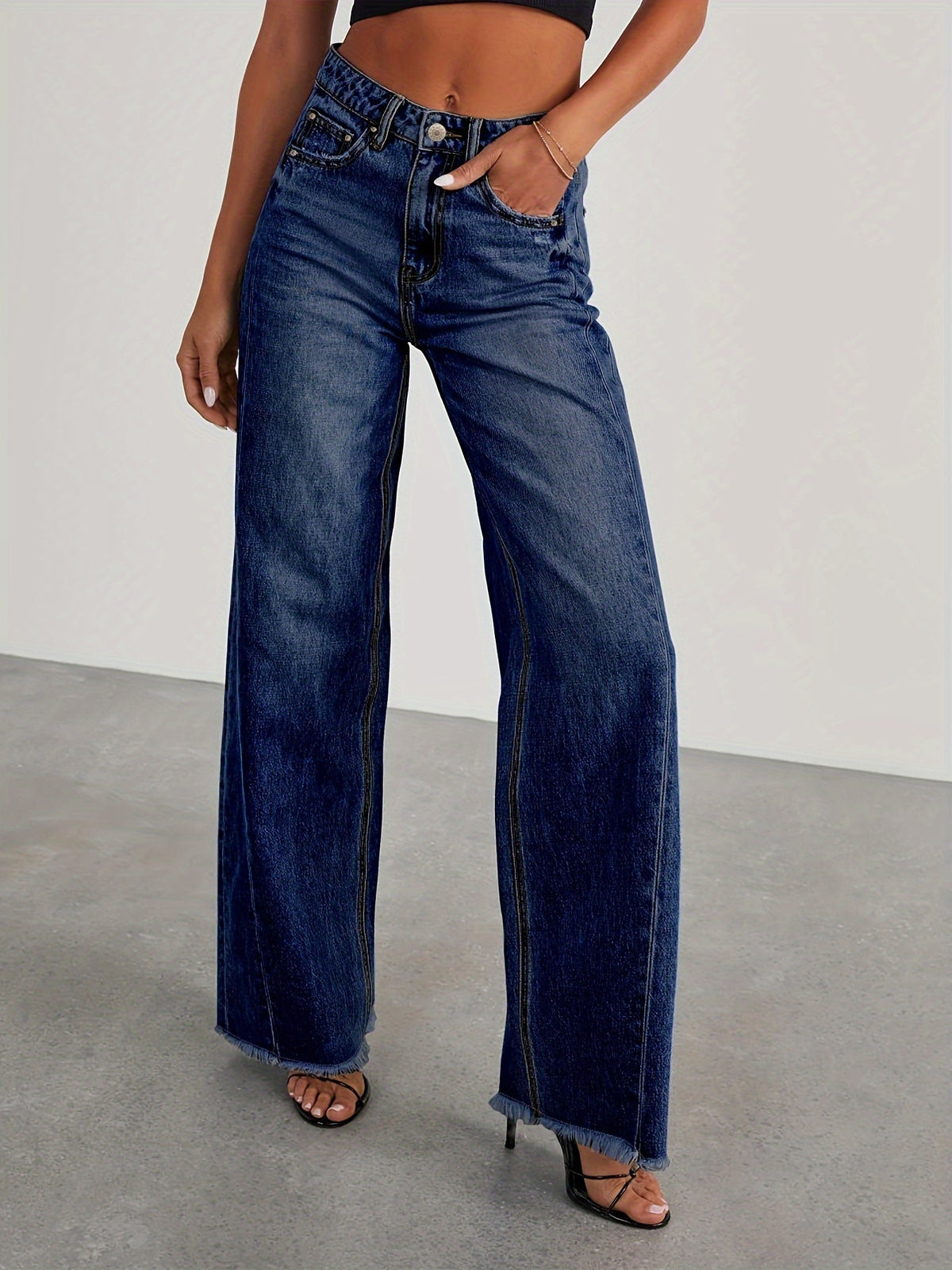 Jean taille haute ample pour femme – Denim décontracté extensible