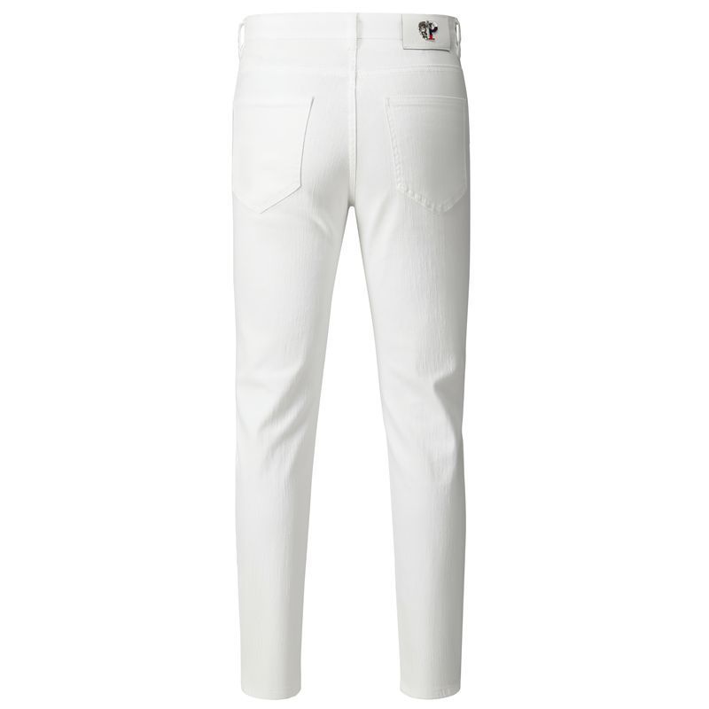Loom & Soul™ Jeans Lavados con Parches – Pantalones de Mezclilla Blancos Ajustados para Hombre
