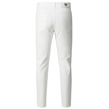 Loom & Soul™ Jeans Lavados con Parches – Pantalones de Mezclilla Blancos Ajustados para Hombre