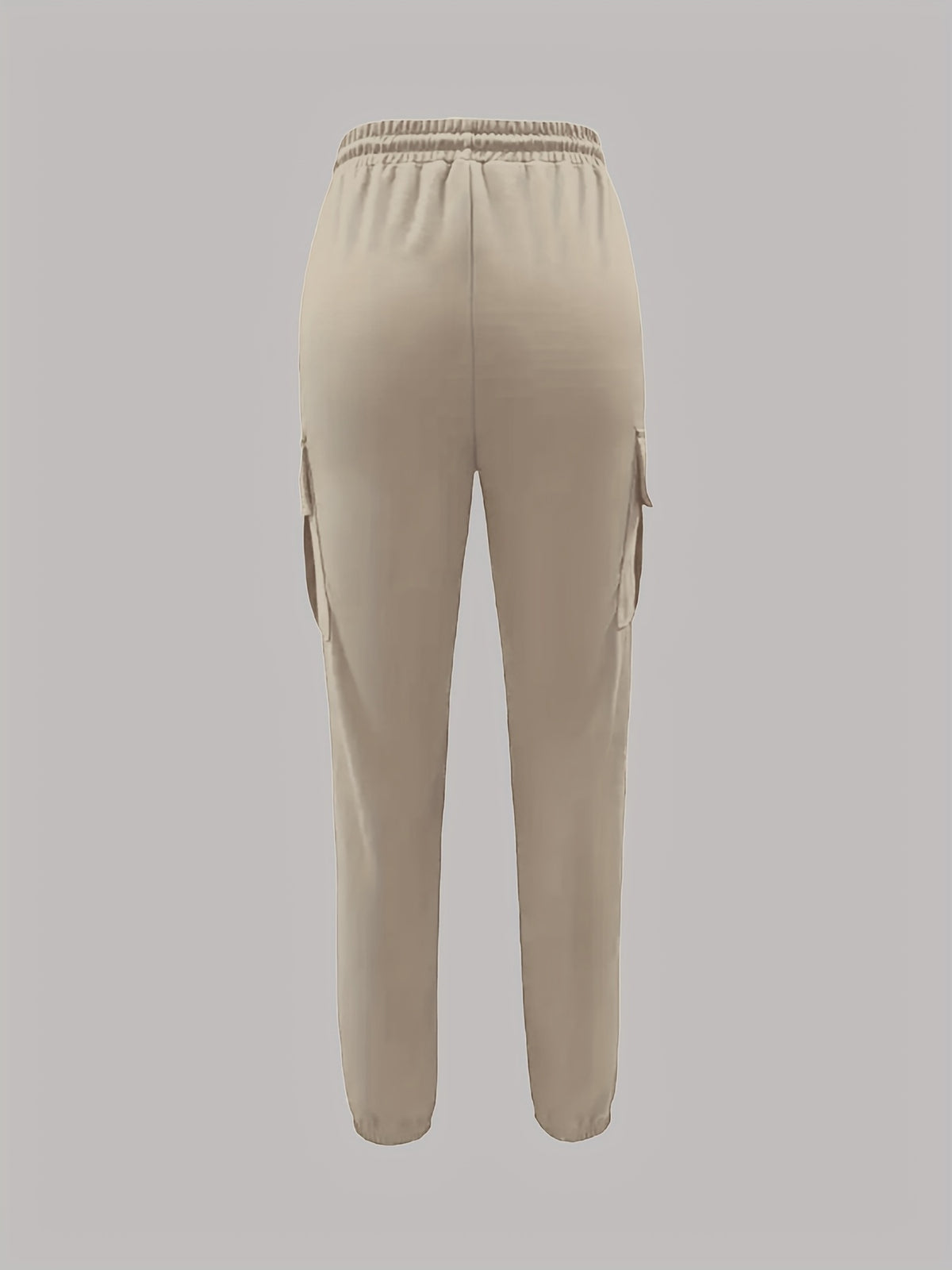 Women’s Black Cargo Pants – Elastic Drawstring Workwear Trousers