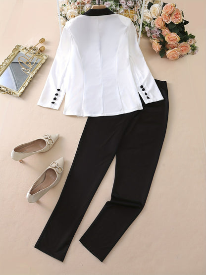 Women's Elegant Patchwork Fashion Suit – Spring/Fall Two-Piece Set