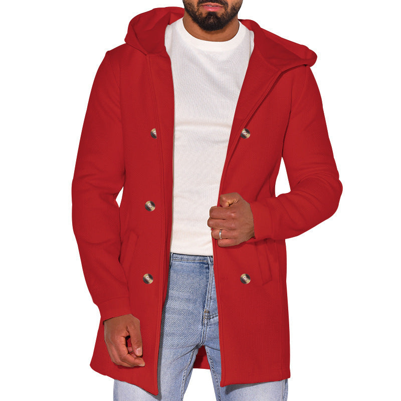 Trench-coat en laine slim pour homme avec capuche – Un style polyvalent pour toutes les saisons