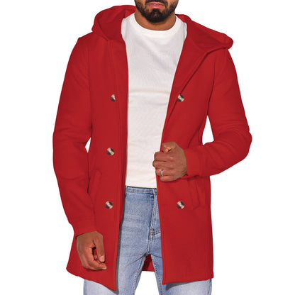 Trench-coat en laine slim pour homme avec capuche – Un style polyvalent pour toutes les saisons