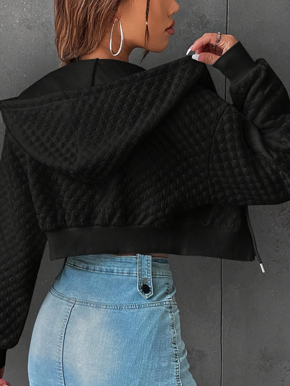 Sweat à capuche élégant à lettres pour femme – Pull court de rue rouge et noir