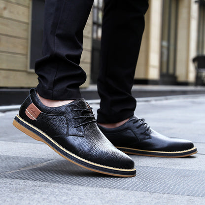 Loom & Soul™ – Chaussures Richelieu décontractées en cuir pour homme – Chaussures d'affaires basses de style britannique avec confort respirant et semelle en caoutchouc