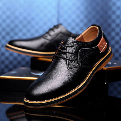 Loom & Soul™ – Chaussures Richelieu décontractées en cuir pour homme – Chaussures d'affaires basses de style britannique avec confort respirant et semelle en caoutchouc