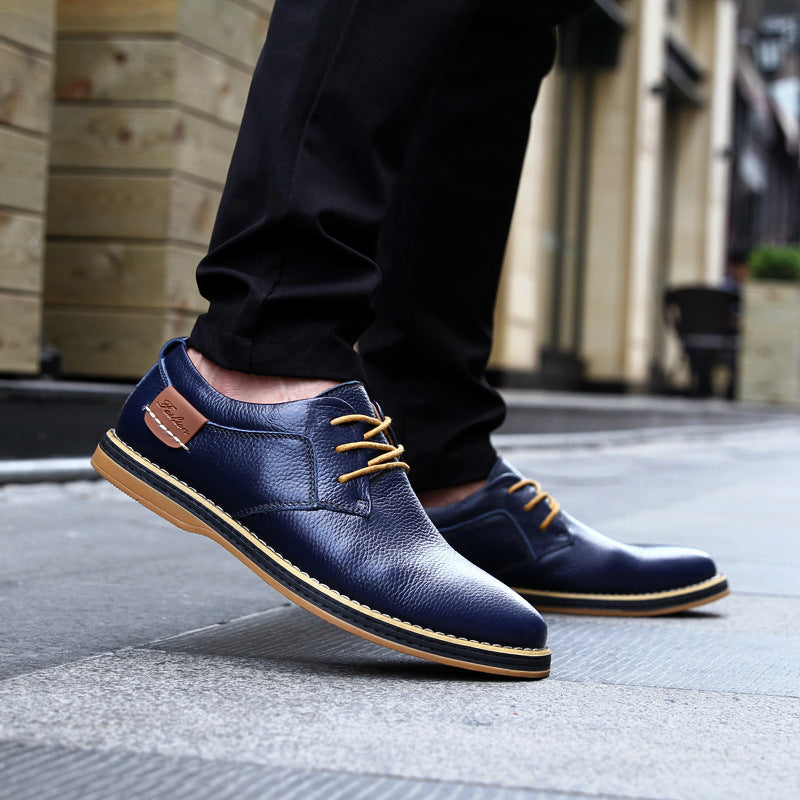 Loom & Soul™ – Chaussures Richelieu décontractées en cuir pour homme – Chaussures d'affaires basses de style britannique avec confort respirant et semelle en caoutchouc