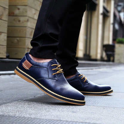 Loom & Soul™ – Chaussures Richelieu décontractées en cuir pour homme – Chaussures d'affaires basses de style britannique avec confort respirant et semelle en caoutchouc