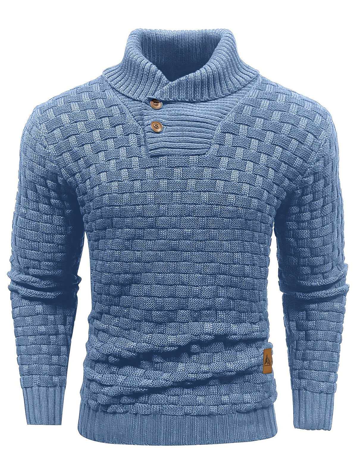 Pull en tricot gaufré pour homme – Grande élasticité avec col à revers