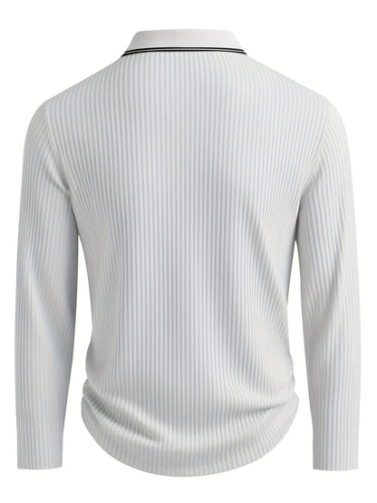 Polo à rayures homme – Haut décontracté à manches longues coupe décontractée