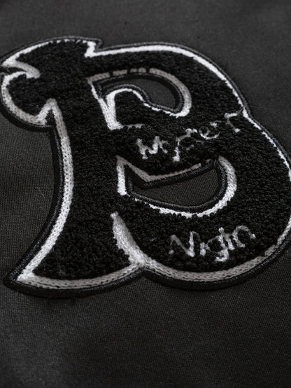 Veste de baseball brodée à lettres pour homme – Streetwear noir et gris