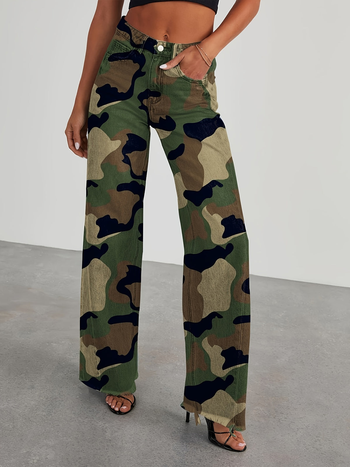 Jean taille haute ample pour femme – Denim décontracté extensible