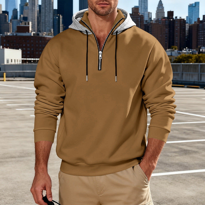 Haut à capuche pour homme avec col montant – Sweat décontracté de luxe pour les trajets quotidiens