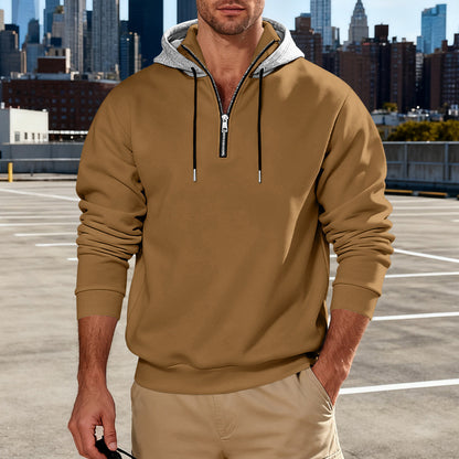 Haut à capuche pour homme avec col montant – Sweat décontracté de luxe pour les trajets quotidiens