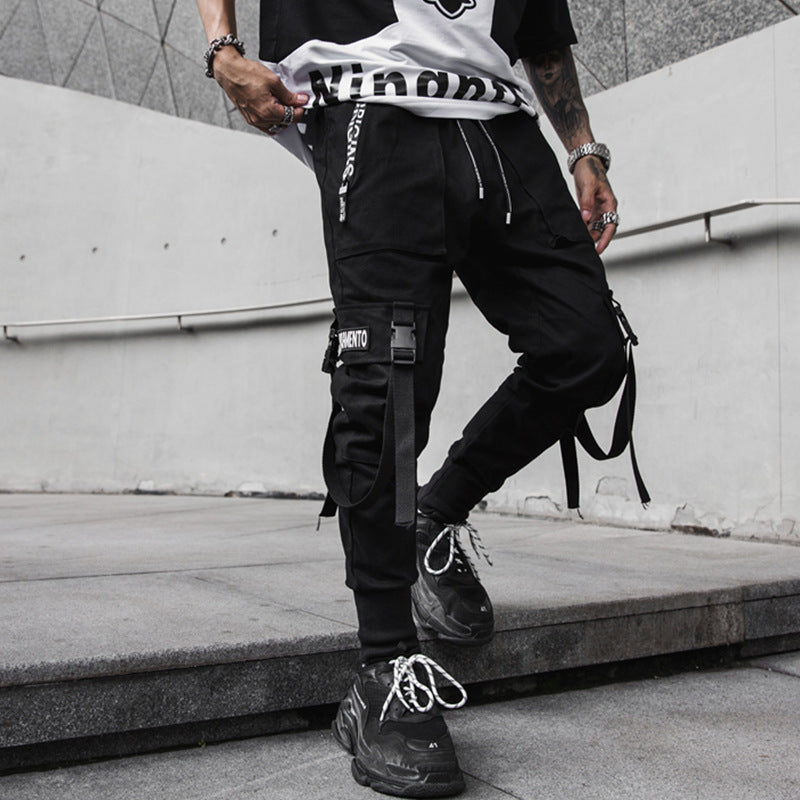 Loom & Soul Men’s Hip Hop Casual Pants – Streetwear Cone Fit Overalls with Mid-Waist Design for Youth Style