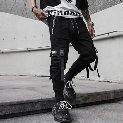 Loom & Soul Men’s Hip Hop Casual Pants – Streetwear Cone Fit Overalls with Mid-Waist Design for Youth Style