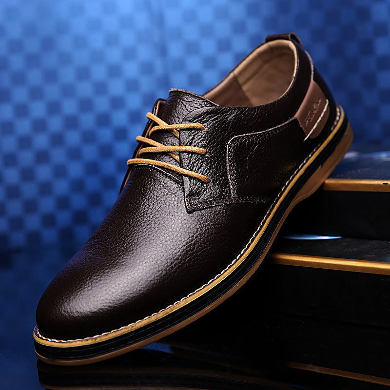 Loom & Soul™ – Chaussures Richelieu décontractées en cuir pour homme – Chaussures d'affaires basses de style britannique avec confort respirant et semelle en caoutchouc