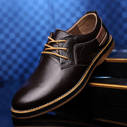 Loom & Soul™ – Chaussures Richelieu décontractées en cuir pour homme – Chaussures d'affaires basses de style britannique avec confort respirant et semelle en caoutchouc