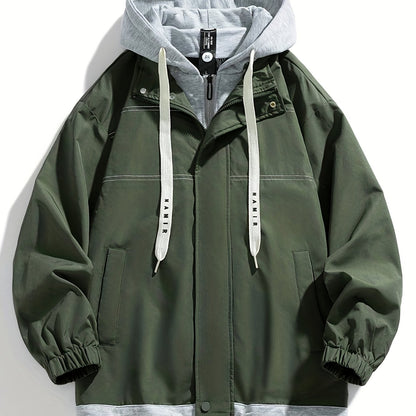 Veste zippée color block Loom & Soul pour homme – Coupe-vent léger à capuche
