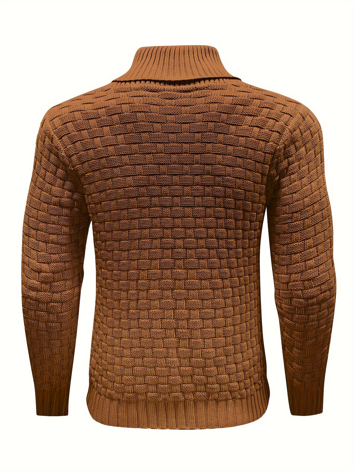 Pull en tricot gaufré pour homme – Grande élasticité avec col à revers