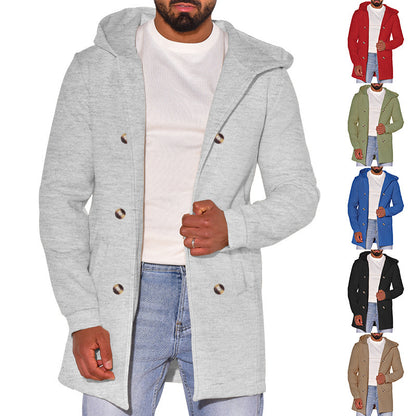Trench-coat en laine slim pour homme avec capuche – Un style polyvalent pour toutes les saisons