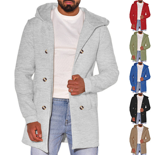 Men’s Slim Wool Trench Coat with Hood – Versatile All-Season Style