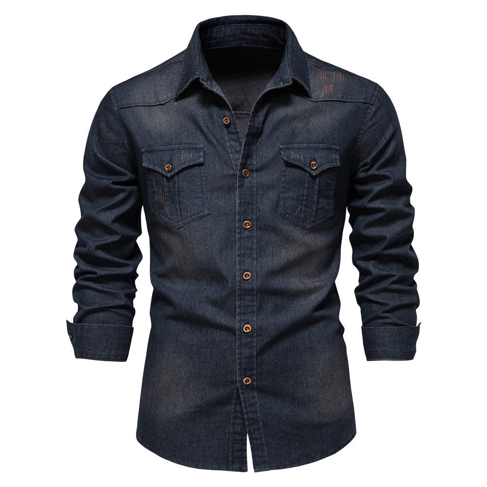 Chemise en jean Loom & Soul™ pour homme – Coupe ajustée, manches longues, boutonnée décontractée