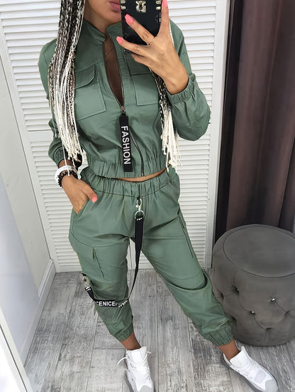 Ensemble deux pièces zippé « Directional Cargo » – Tenue décontractée urbaine pour femme