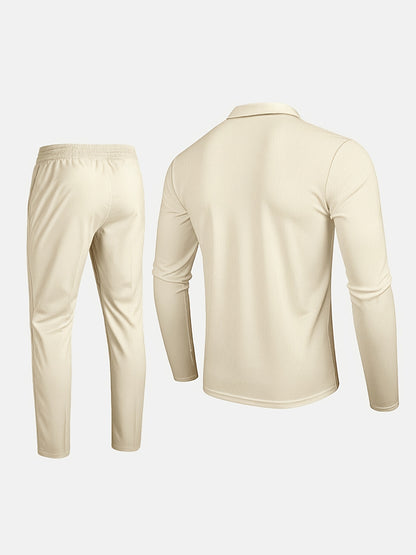Ensemble décontracté léger pour homme – Haut et pantalon à revers et demi-fermeture éclair