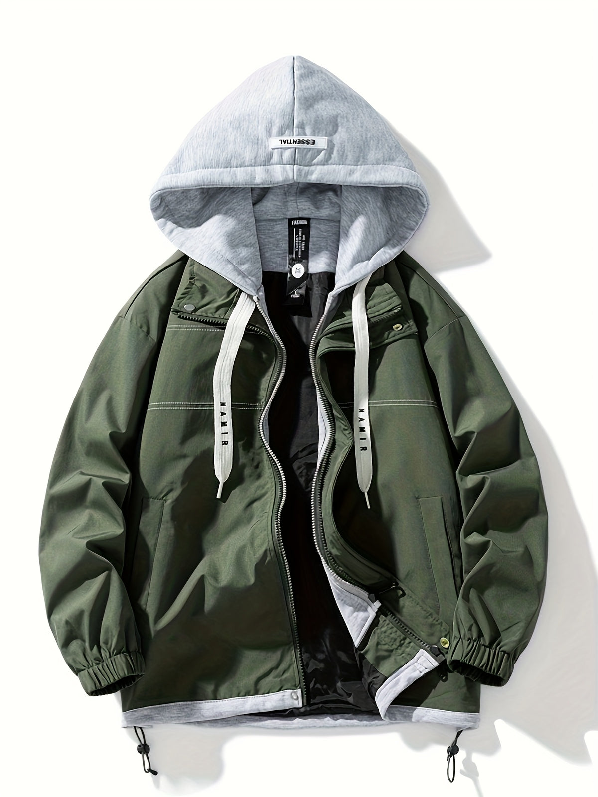 Veste zippée color block Loom & Soul pour homme – Coupe-vent léger à capuche