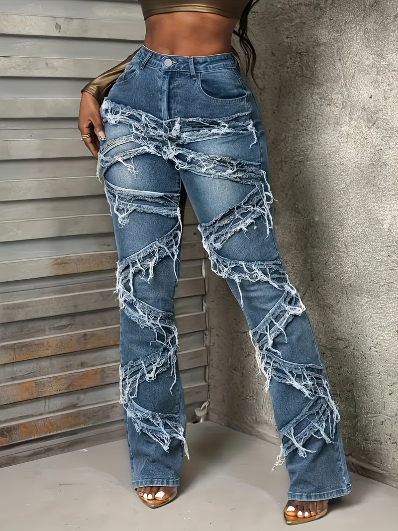 Jean bootcut sculptant incurvé – Denim extensible à bords bruts