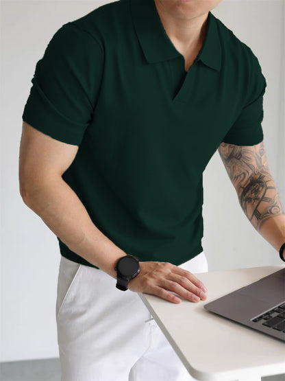 Men’s Summer Lapel T-Shirt – Lightweight Slim Fit Casual Tee