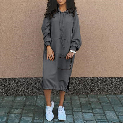 Women’s Hooded Long Sweatshirt – Drawstring Pocket Casual Fit