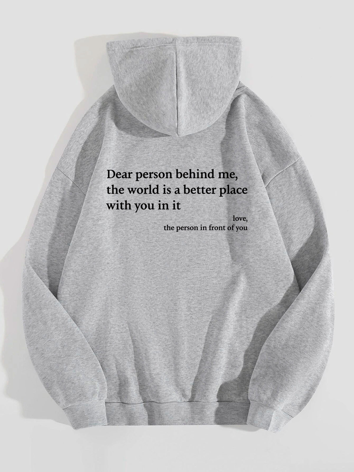 Loom & Soul – Sweat à capuche « Dear Person Behind Me » – Pull molletonné imprimé pour femme avec poche kangourou et cordon de serrage (Unisexe, plusieurs couleurs)