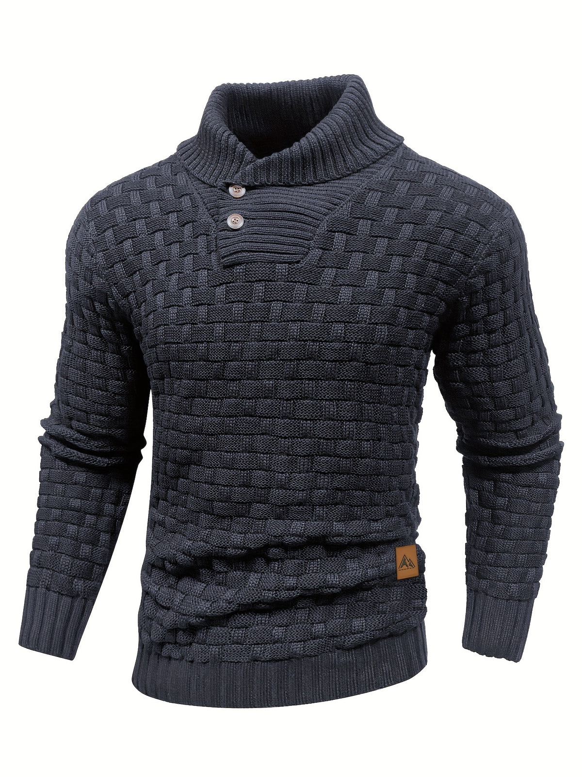Pull en tricot gaufré pour homme – Grande élasticité avec col à revers