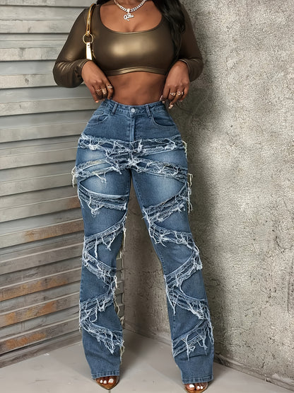 Jean bootcut sculptant incurvé – Denim extensible à bords bruts