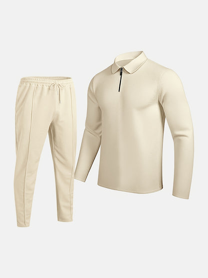 Ensemble décontracté léger pour homme – Haut et pantalon à revers et demi-fermeture éclair