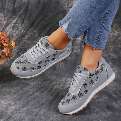 Baskets à lacets imprimé floral Loom & Soul pour femme – Chaussures de marche et de course légères en PU décontractées